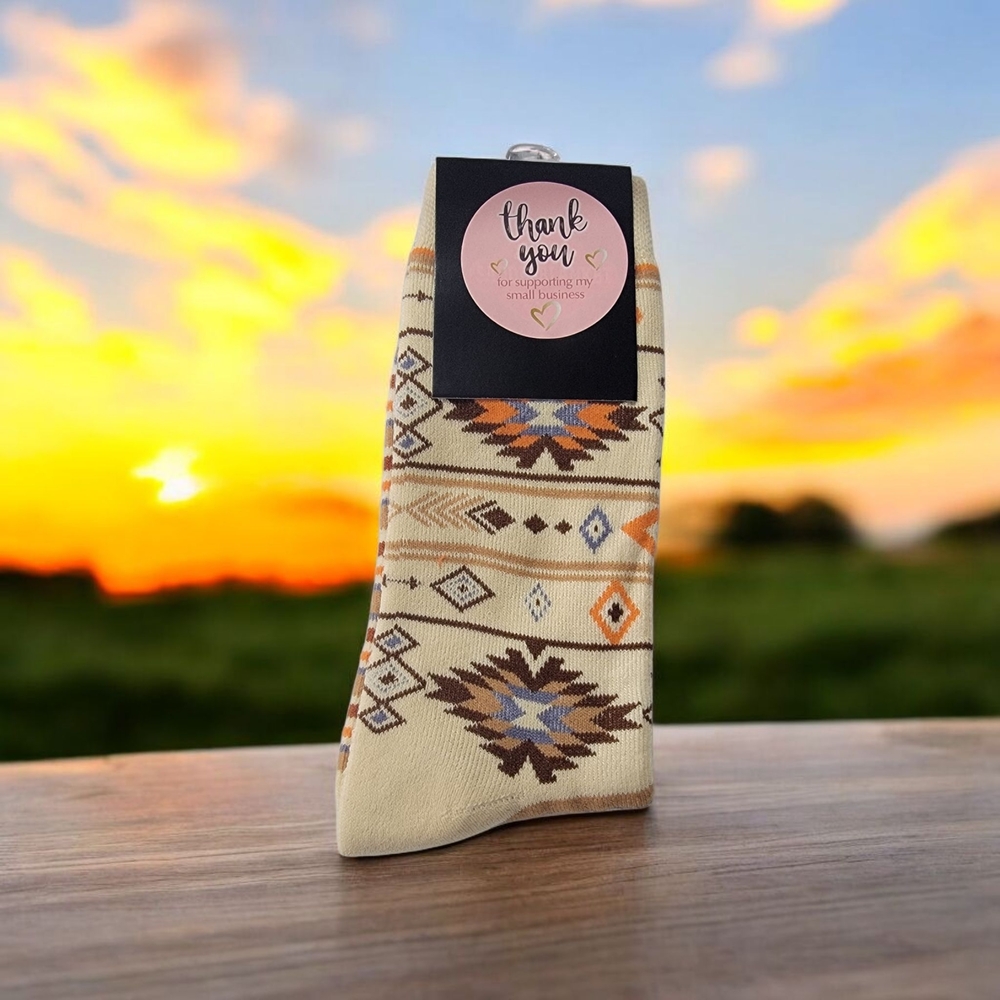 Patterned Cream Socks